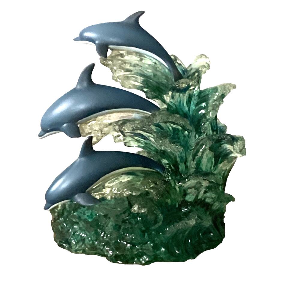 Dakin Wyland Artist Collection Dolphin Trio 2000  #b598 Resin Figurine